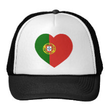 Portugal Flag Heart Trucker Hats