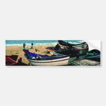 Portugal Seaside IV - Colourful Boats on the Beach Bumper Stickers