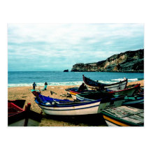 Portugal Seaside IV - Colourful Boats on the Beach Post Card