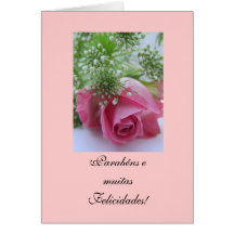 Portuguese: Birthday/Rosa: Parabéns! Greeting Card
