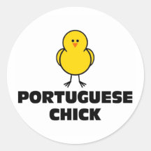 Portuguese Chick Round Stickers