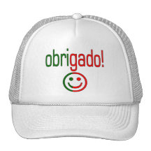 Portuguese Gifts Thank You Obrigado + Smiley Face Trucker Hats