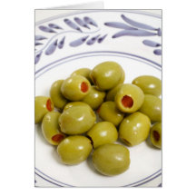 Portuguese green olives greeting card