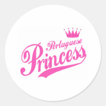 Portuguese Princess Round Stickers