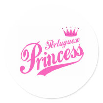 Portuguese Princess Round Stickers