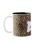 Posh chic trendy leopard print,purple personalized coffee mug