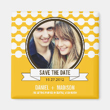 Posh Couple Save The Date Magnet - Mustard