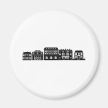 Posh smart row of buildings refrigerator magnet
