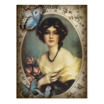 Posh Vintage Butterfly Paris Lady Fashion Postcards