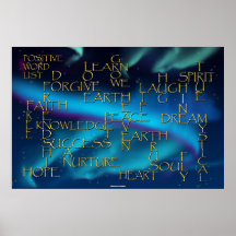 POSITIVE AFFIRMATION 3D Gold Text on Aurora Poster