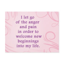 Positive Affirmation Letting Go Of Pain And Anger Postcards