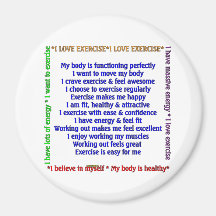 Positive Exercise Affirmations Refrigerator Magnets