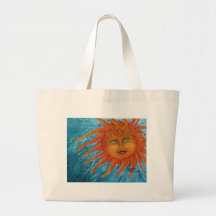 Positive, Smiling Orange Sun From Acrylic Painting Canvas Bag
