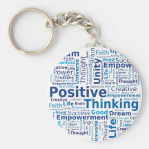 Positive Thinking Word Cloud - Blue Colours Keychain