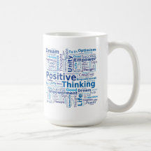 Positive Thinking Word Cloud - Blue Colours Mugs