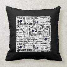 Positive words typography pillows