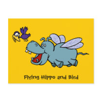 Post Card: Flying Hippo & Bird