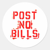 post no bills round sticker