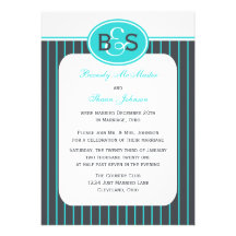 Post Wedding Reception Invitation -- Blue Monogram