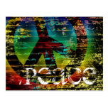 Postcard, Abstract Rainbow Grunge Peace