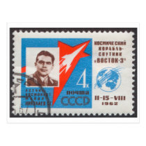 Postcard Andrian Nikolayev Vostok 3 USSR Stamp postcards