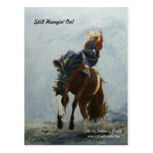 Postcard, Bronc Buster, Still Hangin' On!