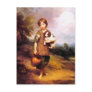 Postcard: Cottage Girl with Dog and Pitcher