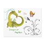 Postcard dragon butterfly fairy flower