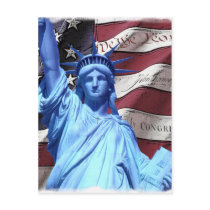 Postcard Flag & Statue of Liberty
