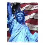 Postcard Flag & Statue of Liberty