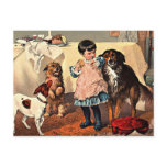 Postcard: Girl and Dogs
