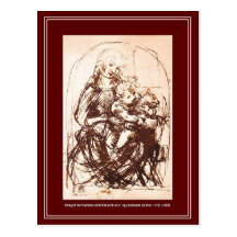 Postcard: Madonna & Christ Child holding a Cat