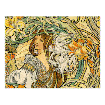 Postcard: Mucha - Language of Flowers