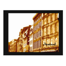 postcard Old Montreal sepia photo street scene