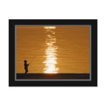 Postcard Print Sunset Fishing On Lake