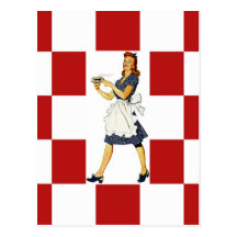 Postcard Retro checkers Squares Diner Tile Look