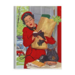 Postcard Retro Stylish Mid-Century Fashions Woman