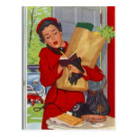 Postcard Retro Stylish Mid-Century Fashions Woman