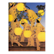 Postcard: The Lantern Bearers - Maxfield Parrish