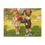 Postcard - Valentine's Love Little Boy Girl Heart