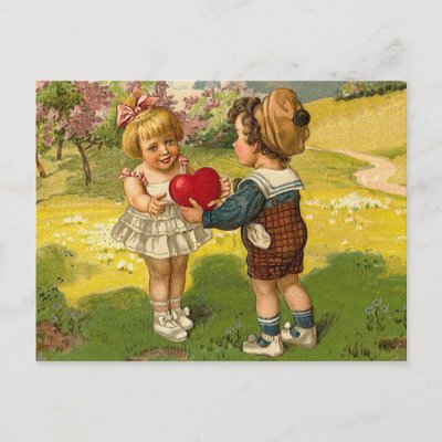  Girl Picture on Postcard   Valentine S Love Little Boy Girl Heart By Artistjillian