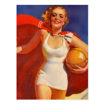 Postcard Vintage Beach Travel Vacation Lady PC