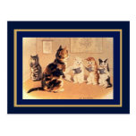 Postcard Vintage Cats In School