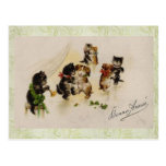 Postcard-Vintage Christmas Cats Dogs Dancing