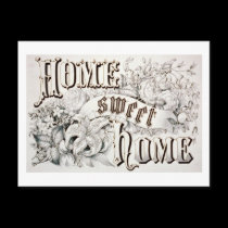 Postcard Vintage Home Sweet Hope Currier & Ives postcards