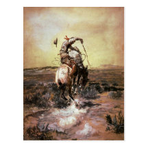 Postcard With Charles Marion Russell Painting