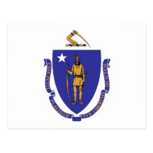 Postcard with Flag of Massachusetts State - USA