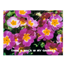 Postcard with pink-yellow floral