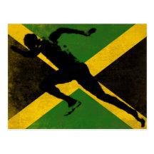 Postcard with Sprinter on Jamaica Flag