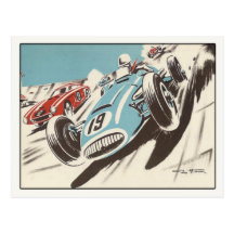 Postcard With Track Racing Poster Print
